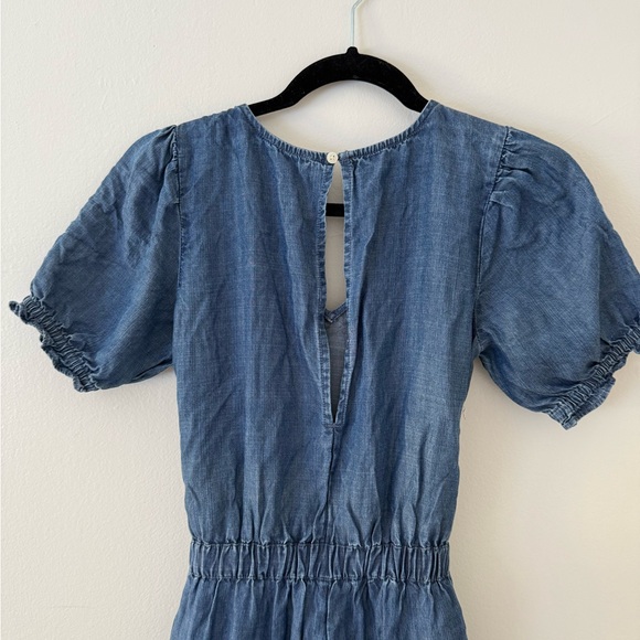 Lightweight Chambray Jumpsuit Tie-Waist Wide Leg Loft Size XS Denim Minimalist - Picture 11 of 11